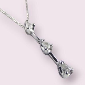 0.23ctw Diamond 10K Gold Infinity Teardrop 3 stone Chain Necklace